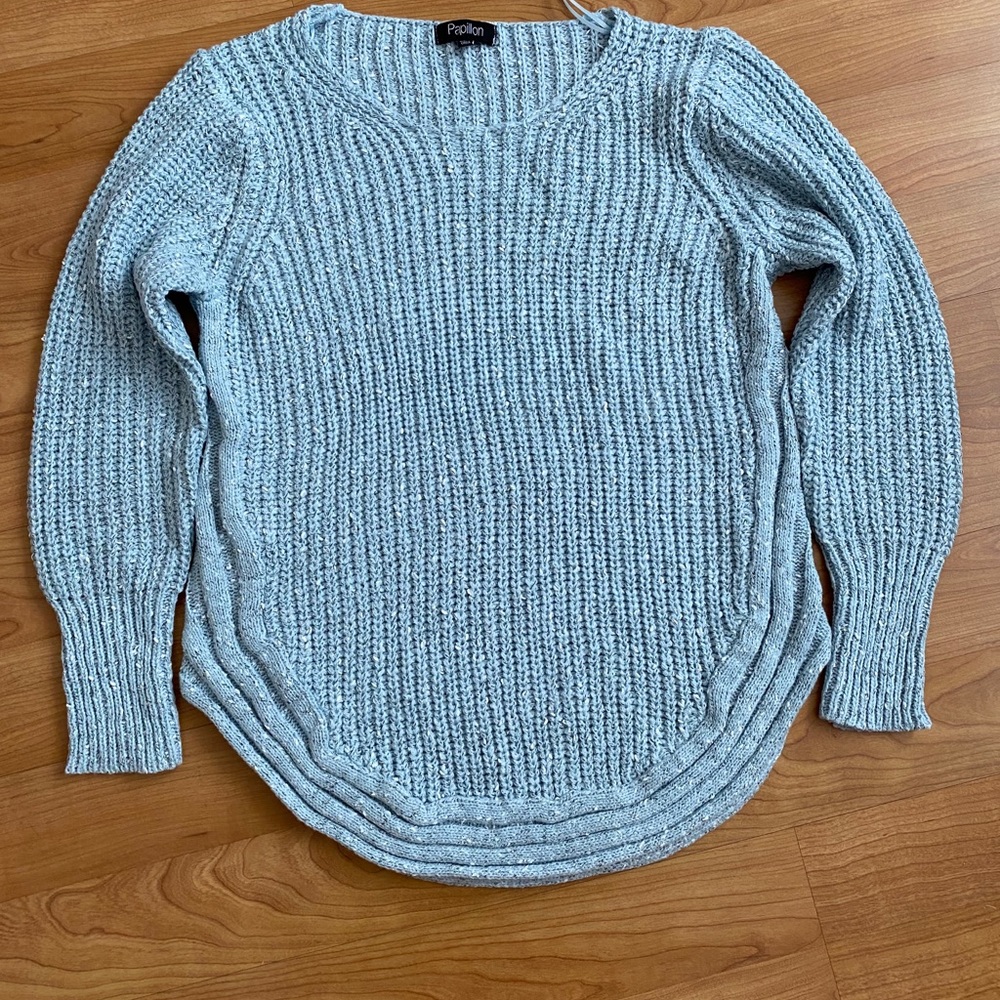 Blue Knit Pullover Sweater